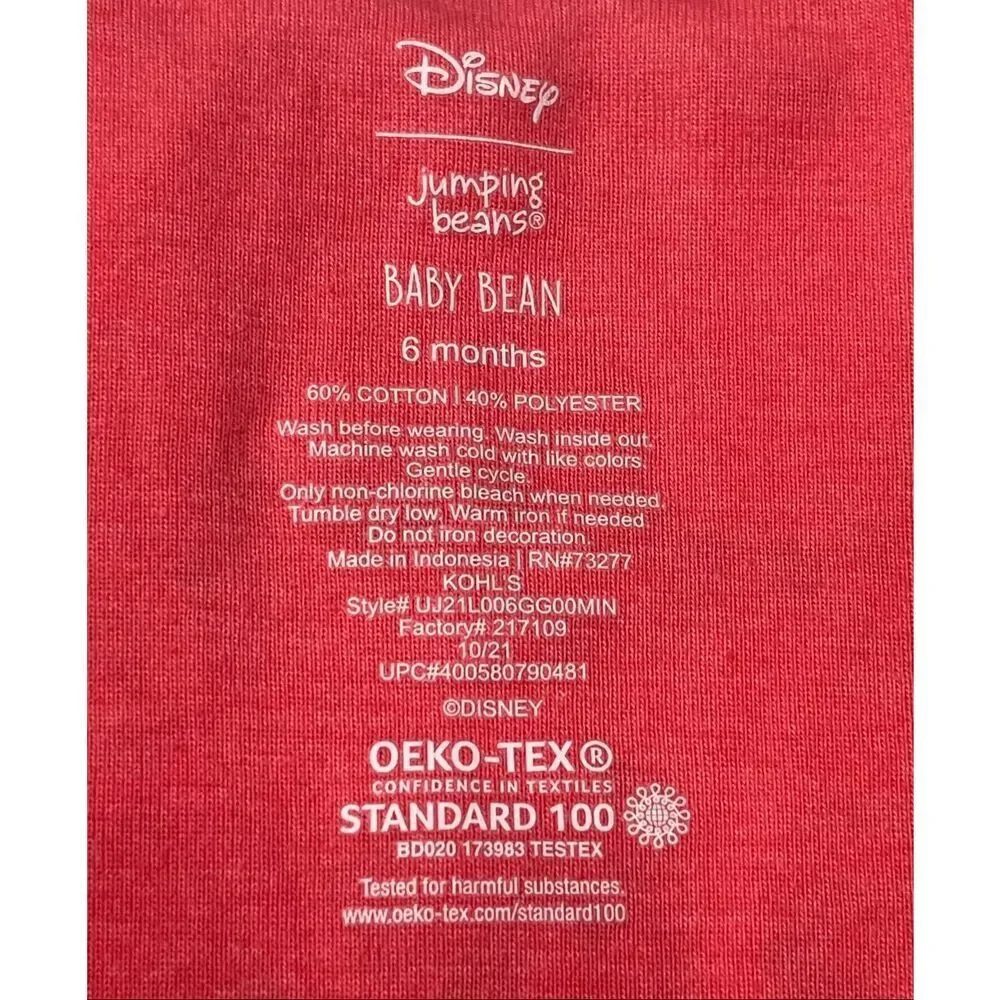 Disney Jumping Beans Baby Bean Coral Minnie Bodysuit   Girls Size 6 Months